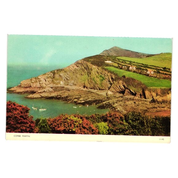 Combe Martin Coastal View Cotman Color Postcard Published Jarrold Sons England - Picture 1 of 2